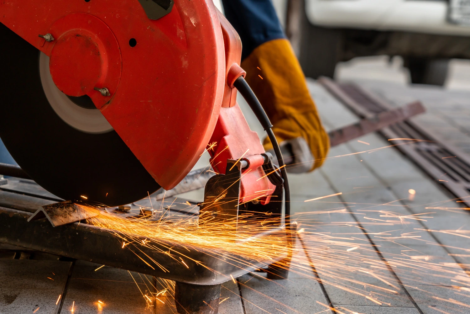 An image showcasing the process of cutting metal with miter saw for common metal cutting projects and applications.