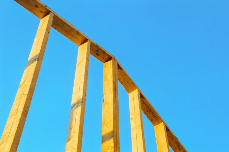 House frame assembled using a framing nailer