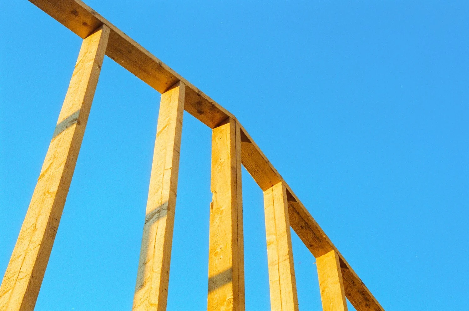 House frame assembled using a framing nailer